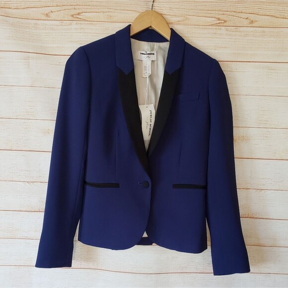Public School for J. Crew Tailored Shawl Collar Tuxedo Jacket Blazer Royal Blue - Picture 2 of 12